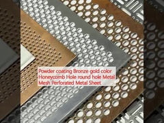 Lớp phủ bột Màu vàng đồng Hộp mật ong lỗ tròn Metal Mesh Bảng kim loại đục
