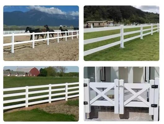 Dễ dàng lắp đặt 3 đường ray thiết kế PVC nhựa vinyl phủ Ranch Paddock ngựa hàng rào