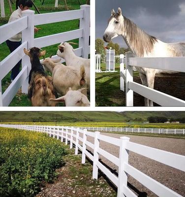 Màu trắng nhựa 3 đường ray hàng rào ngựa trang trại hàng rào PVC Vinyl Post