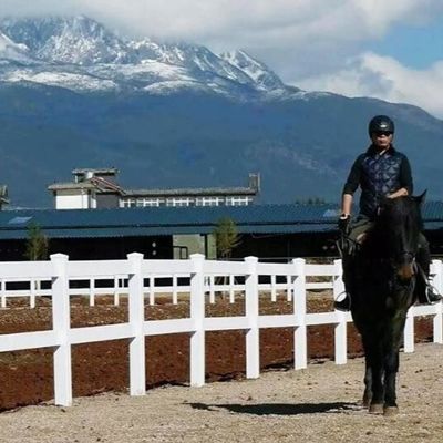 Phòng rào ranch PVC trắng 2 đường ray 1,5m chiều cao khu vườn nông trại riêng tư