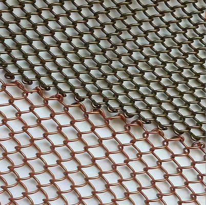 Màu vàng chống rỉ sét nhôm trang trí lưới kim loại cuộn rèm