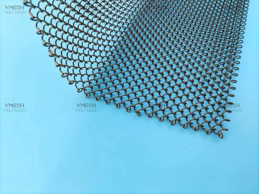 Kích thước tùy chỉnh Rèm kim loại liên kết chuỗi 6 * 6 mm theo cặp Thiết kế lưới màn hình lò sưởi