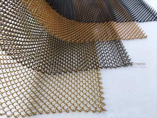 Kiến trúc Crimped Woven Wire Mesh trang trí kim loại chuỗi lưới rèm hợp kim lưới cuộn rèm