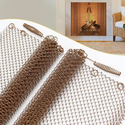 Thiết kế rèm kim loại liên kết chuỗi màu vàng 1,2mm an toàn cho lưới màn hình lò sưởi