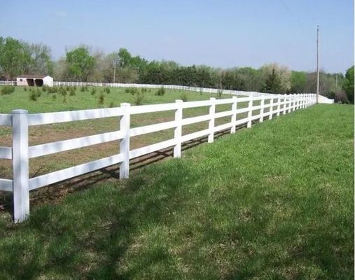Pvc Horse Paddock Hàng rào lưới thép hàn 3 Rails Ranch White Vinyl