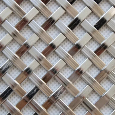 Tấm lưới thép không gỉ phẳng bằng đồng thau cổ điển trang trí bằng dây thép dệt gợn sóng