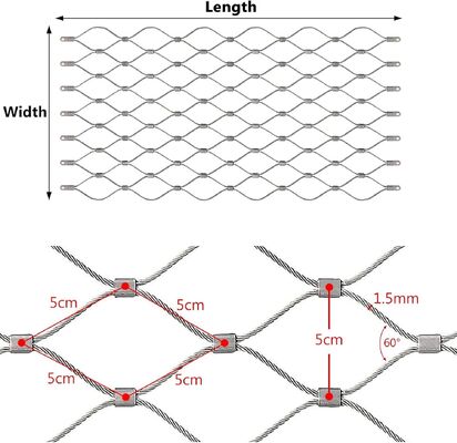 Mạng lưới cáp thép không gỉ linh hoạt để bảo vệ an toàn chuồng chim